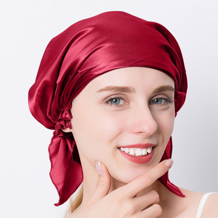 Long Pure Silk Head Scarf for Hair at Night