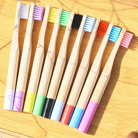 Natural Bamboo Colorful Kid Soft Toothbrush 6 Pack