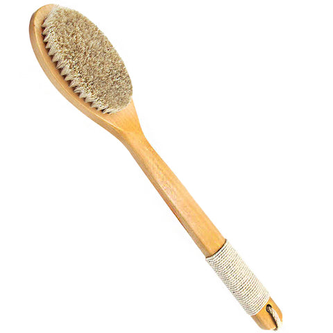 Natural Wooden Long Handle Horsehair Bath Brush