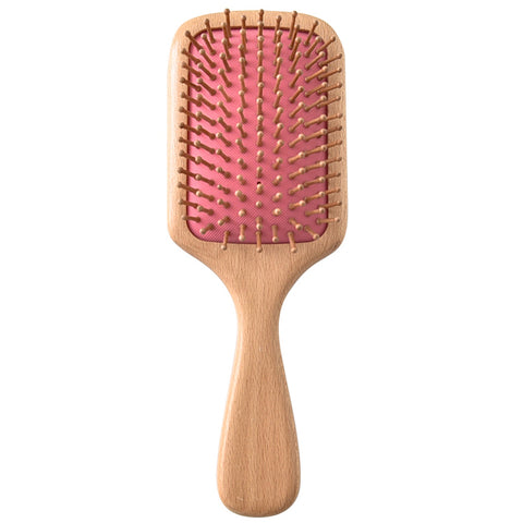 Natural Wooden Massage Square Colored Hair Brush