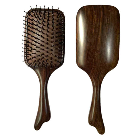 Big Square Natural Black Sandalwood Wooden Hair Brush
