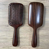 Big Square Natural Black Sandalwood Wooden Hair Brush