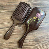 Black Sandalwood Painted Big Wooden Hair Brush