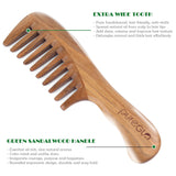 Handmade Wooden Massage Wide Tooth Curly Hair Comb