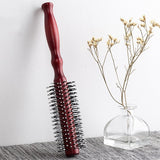 Natural Dutch Wood Bristle Hair Brush Cylinder Curly Brush