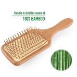 Natural Bamboo Bristle Hair Brush Square Large