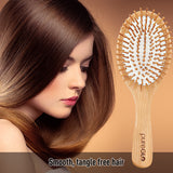 Natural Bamboo Hairbrush and Mini Travel Comb Set