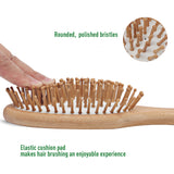 Natural Bamboo Hairbrush and Mini Travel Comb Set