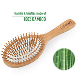 Natural Bamboo Hairbrush and Mini Travel Comb Set