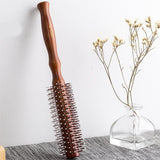 Natural Dutch Wood Bristle Hair Brush Cylinder Curly Brush