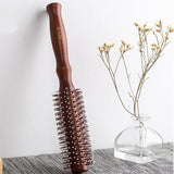 Natural Dutch Wood Bristle Hair Brush Cylinder Curly Brush