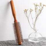 Natural Dutch Wood Bristle Hair Brush Cylinder Curly Brush