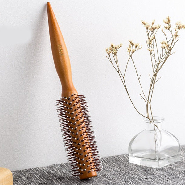 Natural Dutch Wood Bristle Hair Brush Cylinder Curly Brush