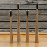 Biodegradable Big Cone Natural Bamboo Charcoal Toothbrushes 4 Pack