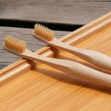 Biodegradable Natural Bamboo Yellow Wave Brush Soft Toothbrush 4 Pack