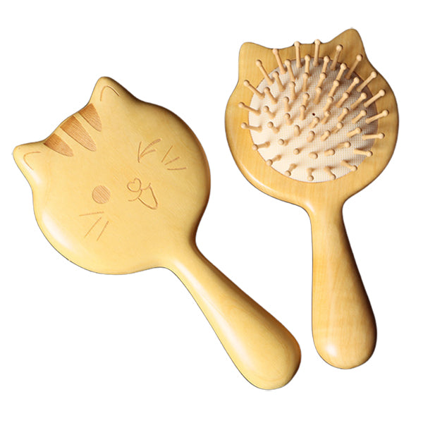 Cute Kids Cartoon Gold Sandalwood Hair Brush