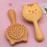 Cute Kids Cartoon Gold Sandalwood Hair Brush