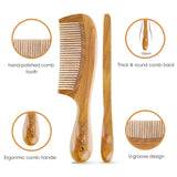 No Static Detangling Handmade Natural Fine Tooth Wooden Comb