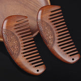 Handmade Black Sandalwood Carving Short Hair Comb
