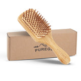 Natural Bamboo Paddle Hair Brush Square Small