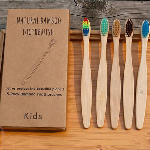 Natural Bamboo Soft Home Health Toothbrush 5 Packs For Kids