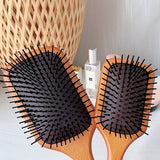 Natural Beechwood Square Black Airbag Hair Brush