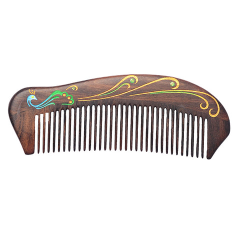 Natural Black Sandalwood Painted Handleless High-grade Wooden Comb