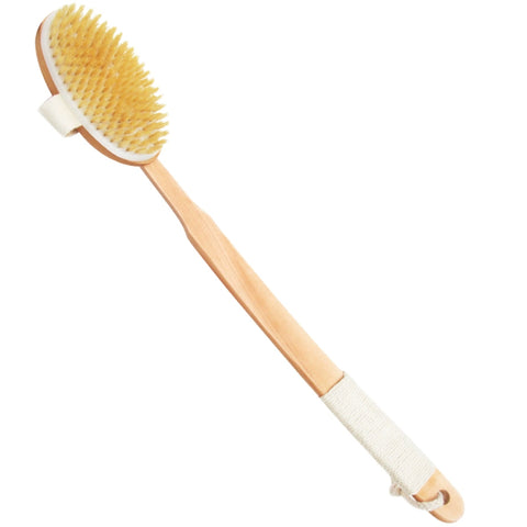 Natural Boar Bristles Curved Handle Removable Shower Bath Brush