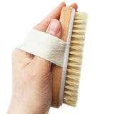Natural Boar Bristles Curved Handle Removable Shower Bath Brush