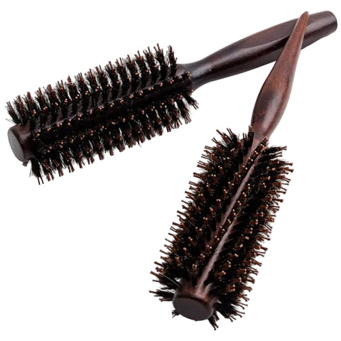 Natural Brown Bristle Cylinder Hair Brush