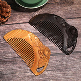 Natural Wooden Carved Peony Green Sandalwood Hair Comb