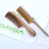 Natural Wooden Fine-tooth And Wide Tooth Hair Comb Set