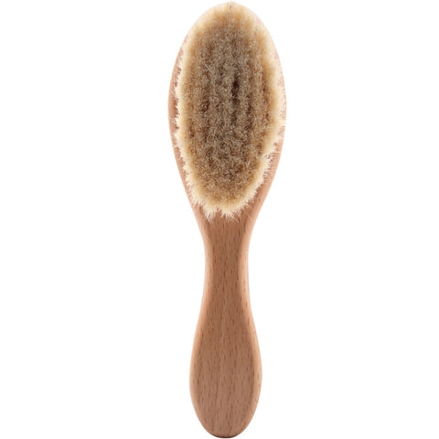 Natural Wooden Soft Wool Beard Brush