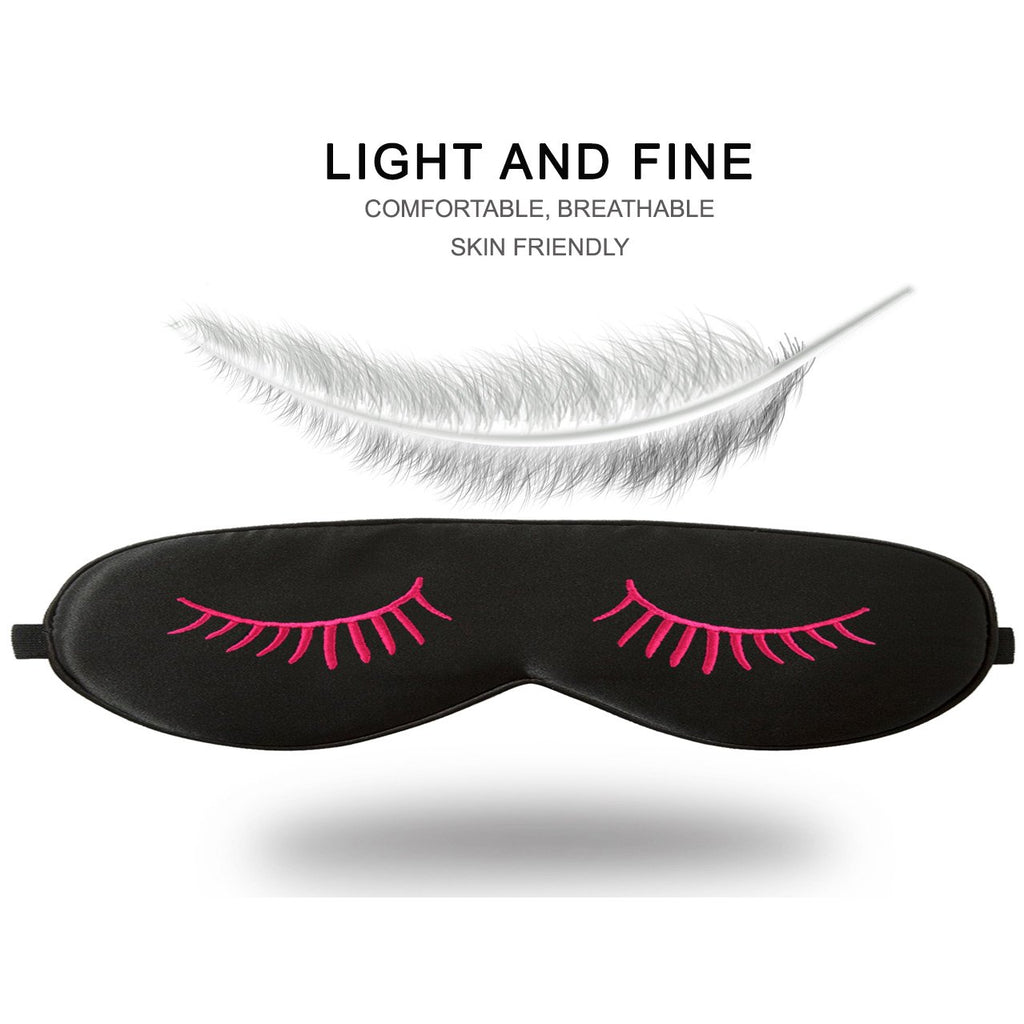 Natural Silk Sleeping Mask with Eyelashes Patterns & Ear Plugs