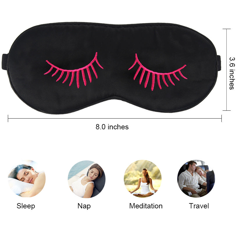 Natural Silk Sleeping Mask with Eyelashes Patterns & Ear Plugs