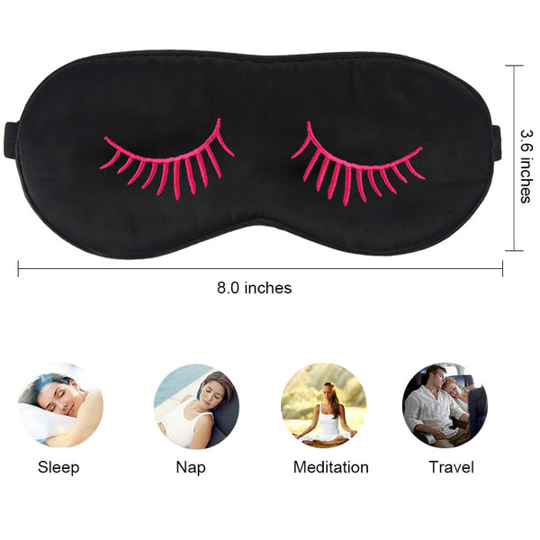 Natural Silk Sleeping Mask with Eyelashes Patterns & Ear Plugs