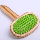 Pet Silicone Bath Massage Brush Dog Wooden Grooming Brush