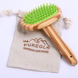 Pet Silicone Bath Massage Brush Dog Wooden Grooming Brush
