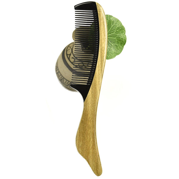 Wooden Fine Tooth Triangle Horn Hair Comb